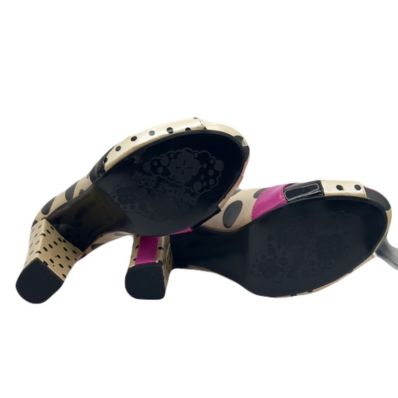 NOT RATED Pink, Black & Off White Polka Dot Peep Toe Heels Size 7, NRW0583-100 - Picture 4 of 14